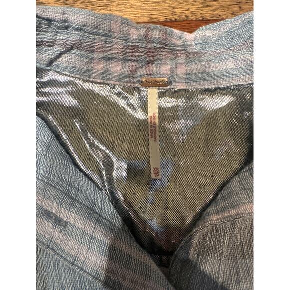 Free People Cropped Cutie Plaid Flannel Batwing Dolman Button Front Shirt - Picture 7 of 10